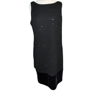 Jessica Howard Black Sleeveless Fitted Beaded Dress Size 14 Tall
